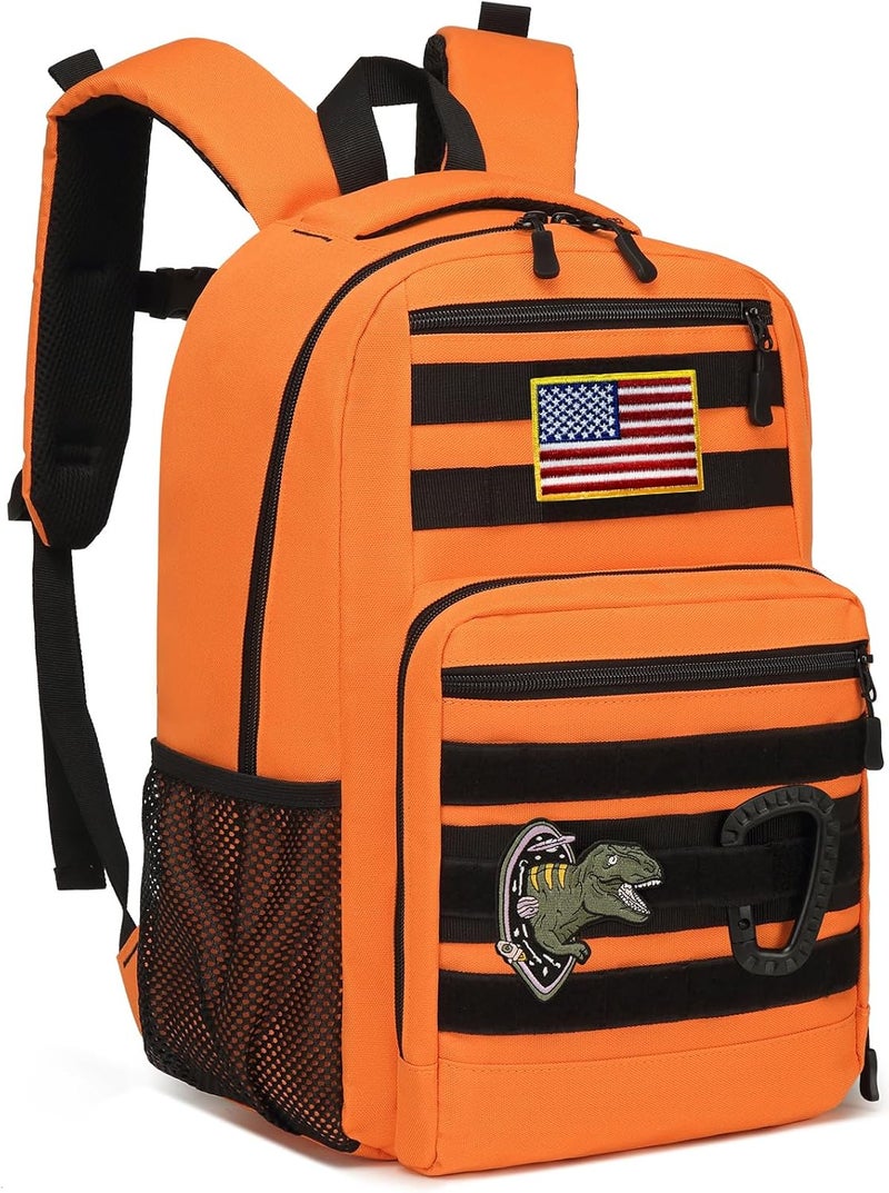 XINTREY Kids tactical Backpack for Boys School Bag 20L mini Children Backpack for Outdoor Camping Travel (Orange) - Image 1